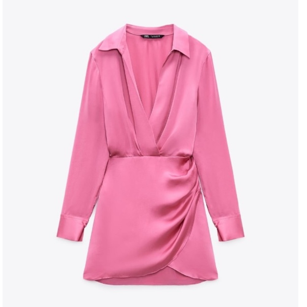 Zara Short Satin Effect Pink Dress